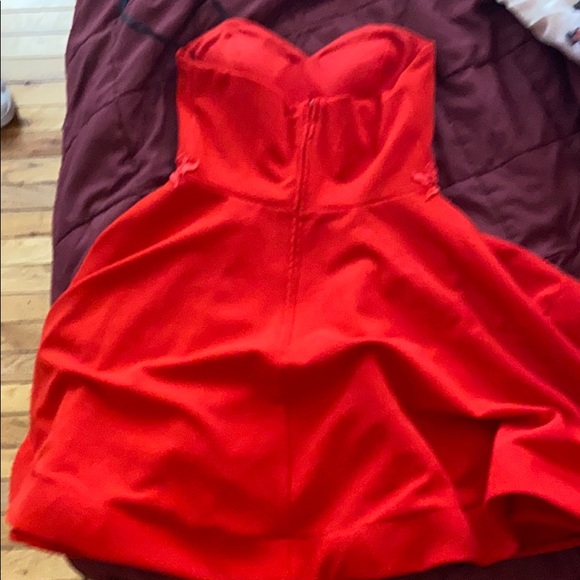 Red Strapless Formal Dress - Picture 2 of 4